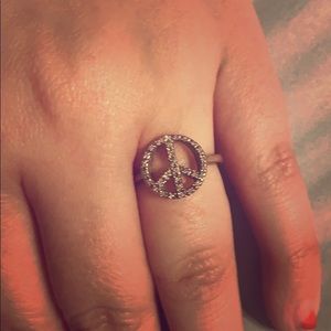 Sterling silver and diamonds peace ring